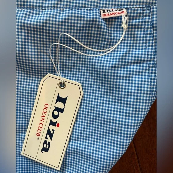 NWT Mens Ibiza ocean club swim shorts blue gingham size 38 - Picture 8 of 9